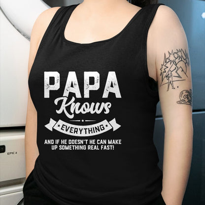 Best Grandpa Shirt, Proud Grandpa Unisex T-Shirt/Hoodie/Sweatshirt HLT00 - Papa Knows Everything 60th Gift Funny Father's Day T-Shirt (1)