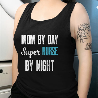 Funny Nurse Shirt, Nurse Unisex T-Shirt/Hoodie/Sweatshirt HLT00 - Mom By Day Super Nurse By Night Tshirt for RN ER T-Shirt