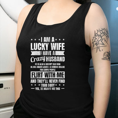 Best Wife Shirt, Wife and Husband Unisex T-Shirt/Hoodie/Sweatshirt HLT00 - Gift for wife T shirt, lucky wife   I Am A Lucky Wife Fathers Day Funny Sarcastic Women Zip Hoodie (1)