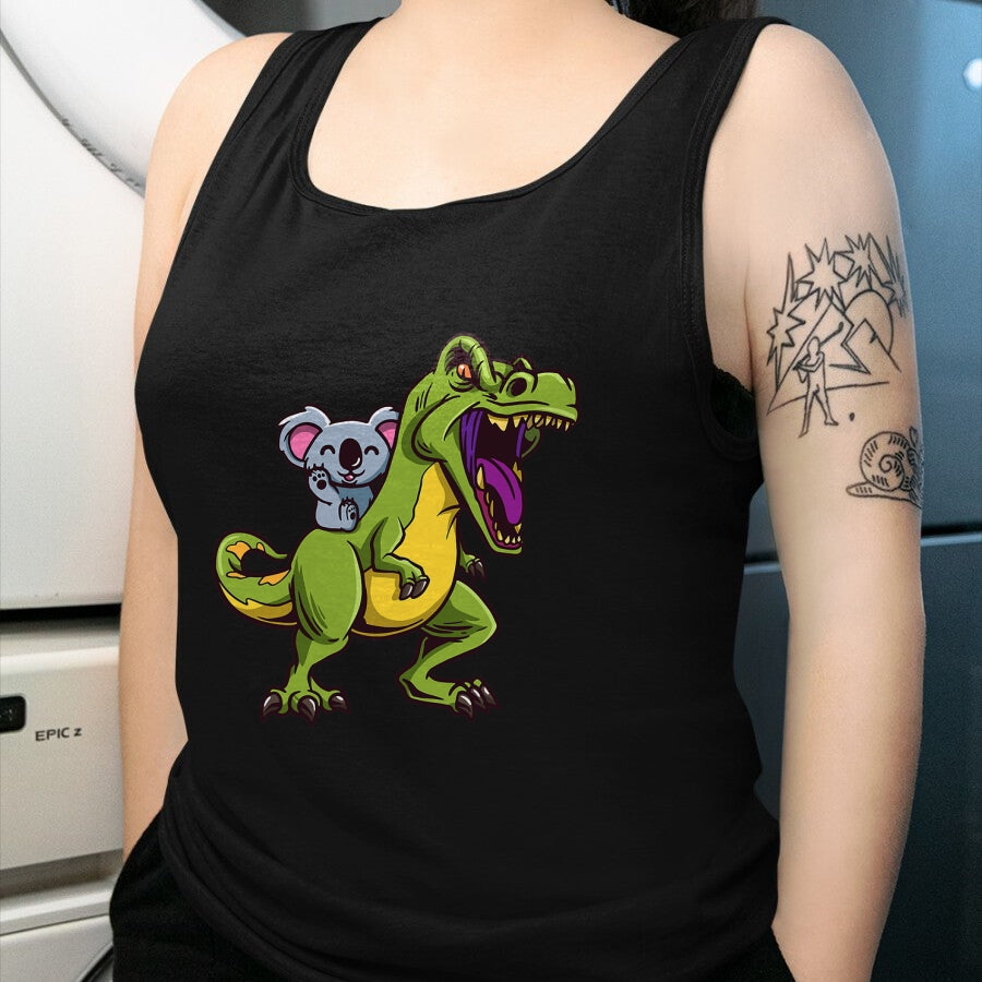 Best Dinosaur Lover Shirt, Funny Dinosaur UnisexT-Shirt/Hoodie/Sweatshirt HLT00 - Kawaii Koala Bear Riding T-Rex - Cute & Funny Trex Dinosaur T-Shirt