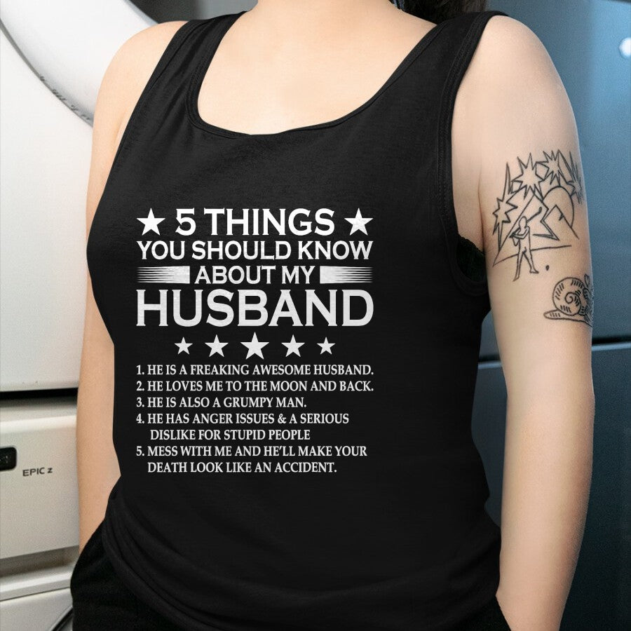 Best Husband Shirt, Wife and Husband Unisex T-Shirt/Hoodie/Sweatshirt HLT00 - 5 Things You Should Know About My Husband Marriage T-Shirt
