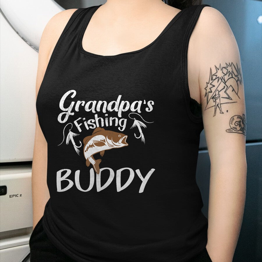 Best Grandpa Shirt, Proud Grandpa Unisex T-Shirt/Hoodie/Sweatshirt HLT00 - Grandpa's Fishing Buddy Grandson Granddaughter T-Shirt