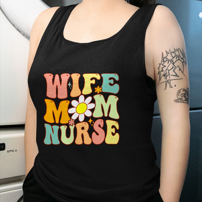 Funny Nurse Shirt, Nurse Unisex T-Shirt/Hoodie/Sweatshirt HLT00 - Retro groovy Wife Mom Nurse Women Mothers Day For Nurses T-Shirt
