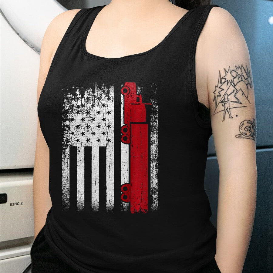 Best Truck Driver Life Shirt, Funny Trucker UnisexT-Shirt/Hoodie/Sweatshirt HLT00 - Distressed American Flag Truck Driver Design On Back T-Shirt