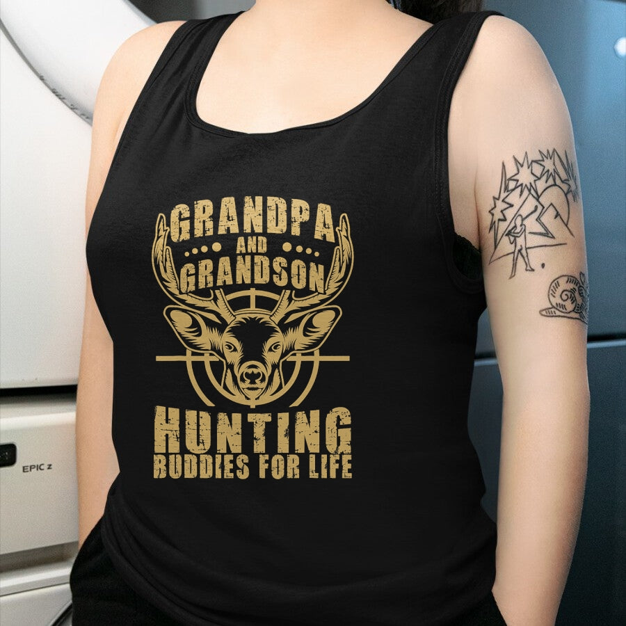 Best Grandpa Shirt, Proud Grandpa Unisex T-Shirt/Hoodie/Sweatshirt HLT00 - Hunting Buddy Grandpa And Grandson Hunting Buddies T-Shirt