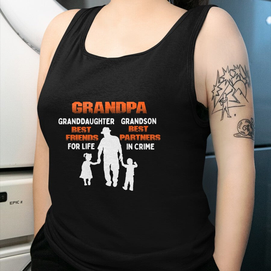 Best Grandpa Shirt, Proud Grandpa Unisex T-Shirt/Hoodie/Sweatshirt HLT00 - Grandpa Granddaughter Best Friends Grandson Best Partners T-Shirt (1)