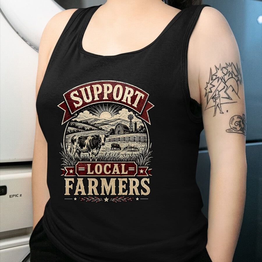 Best Farmer Life Shirt, Funny Farmer UnisexT-Shirt/Hoodie/Sweatshirt HLT00 - Support Local Farmers Farm Cow Barn Agriculture Country T-Shirt