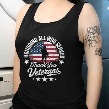 Proud Veteran Shirt, Funny Veteran UnisexT-Shirt/Hoodie/Sweatshirt HLT00 - Women_s Honoring All Who Served Thank You Veterans Day Memorial Day V-Neck T-Shirt