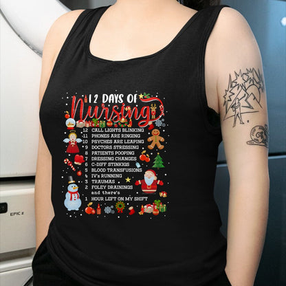 Funny Nurse Shirt, Nurse Unisex T-Shirt/Hoodie/Sweatshirt HLT00 - Nurses Merry Christmas Nurse Funny 12 Days of Nursing Xmas T-Shirt