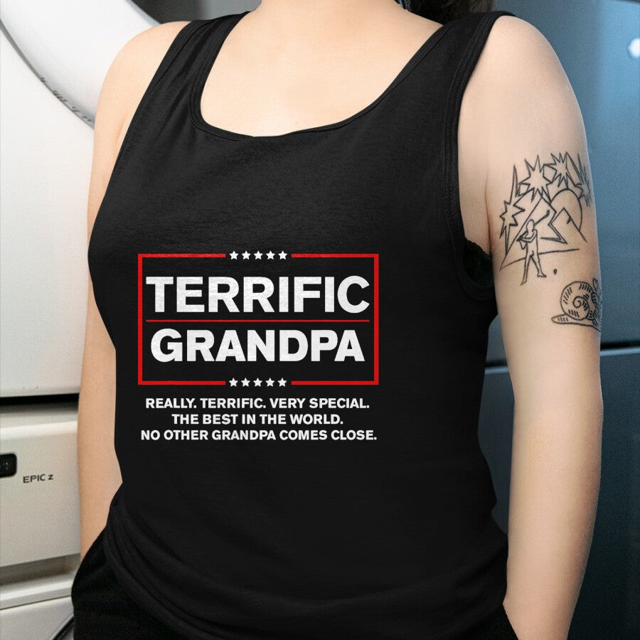 Best Grandpa Shirt, Proud Grandpa Unisex T-Shirt/Hoodie/Sweatshirt HLT00 - Terrific Grandpa - Funny Donald Trump Campaign Style T-Shirt