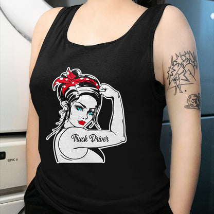 Best Truck Driver Life Shirt, Funny Trucker UnisexT-Shirt/Hoodie/Sweatshirt HLT00 - Female Truck Driver Rosie The Riveter Pin Up Girl Truck T-Shirt