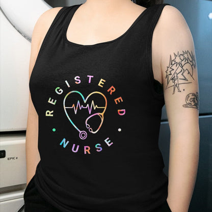 Funny Nurse Shirt, Nurse Unisex T-Shirt/Hoodie/Sweatshirt HLT00 - Registered Nurse Heart Beat Tie Dye Long Sleeve RN Nursing T-Shirt