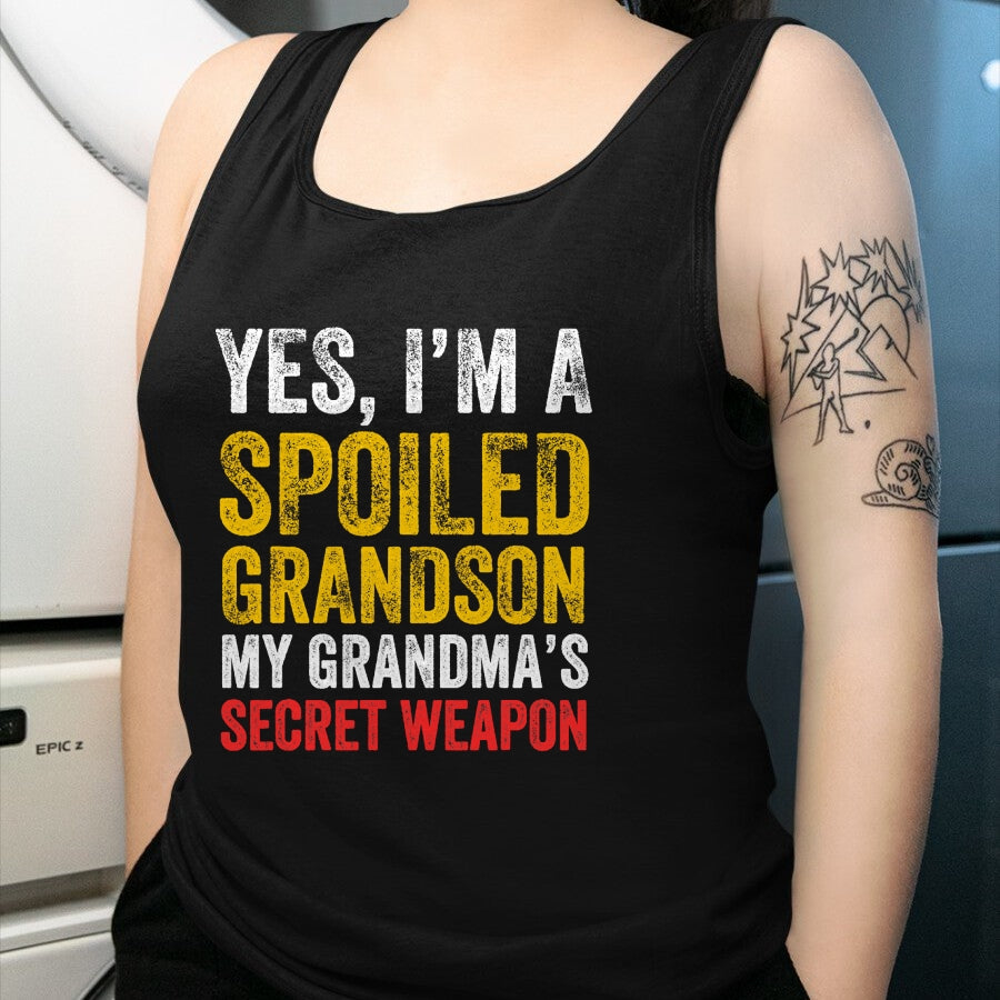 Best Grandma Shirt, Proud Grandma Unisex T-Shirt/Hoodie/Sweatshirt HLT00 - Yes I'm a Spoiled Grandson T-Shirt (1)