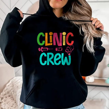 Funny Nurse Shirt, Nurse Unisex T-Shirt/Hoodie/Sweatshirt HLT00 - Retro Clinic Crew For School Nurse Crew Girl Women Mama Wife T-Shirt
