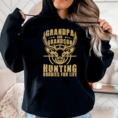 Best Grandpa Shirt, Proud Grandpa Unisex T-Shirt/Hoodie/Sweatshirt HLT00 - Hunting Buddy Grandpa And Grandson Hunting Buddies T-Shirt