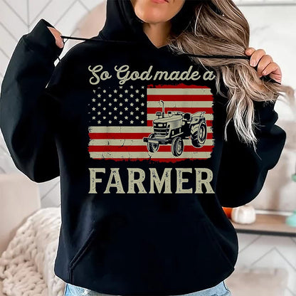 Best Farmer Life Shirt, Funny Farmer UnisexT-Shirt/Hoodie/Sweatshirt HLT00 - Vintage Old American Flag Patriotic So God Made A Farmer T-Shirt, Youth, Olive Green, Medium