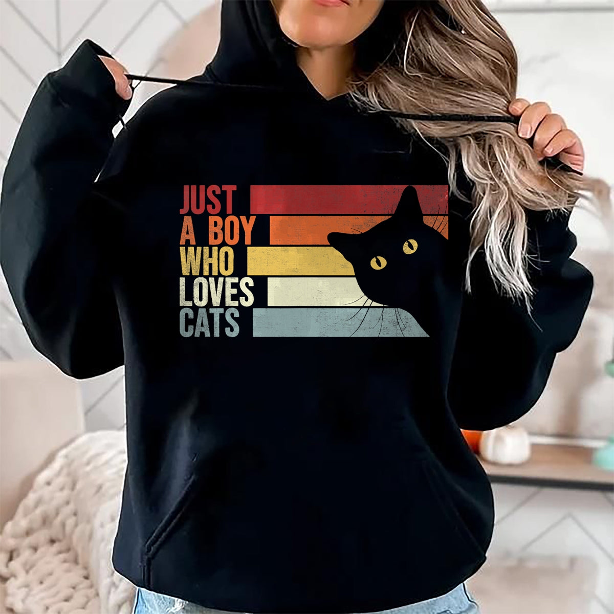 Cat Love Shirt, Funny Cat Lover Gift UnisexT-Shirt/Hoodie/Sweatshirt HLT00 - Just A Boy Who Loves Cats. Funny Cats Lover T-Shirt
