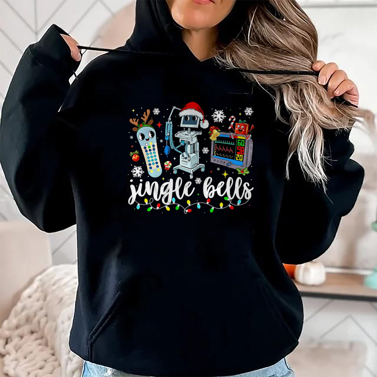 Funny Nurse Shirt, Nurse Unisex T-Shirt/Hoodie/Sweatshirt HLT00 - Funny Jingle Bells Telemetry Nurse Christmas Tech Nursing T-Shirt