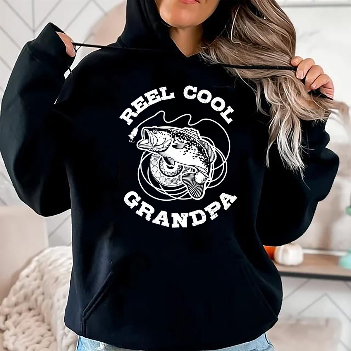 Best Grandpa Shirt, Proud Grandpa Unisex T-Shirt/Hoodie/Sweatshirt HLT00 - Fishing Fish Vintage Reel Cool Grandpa Gift Sweatshirt