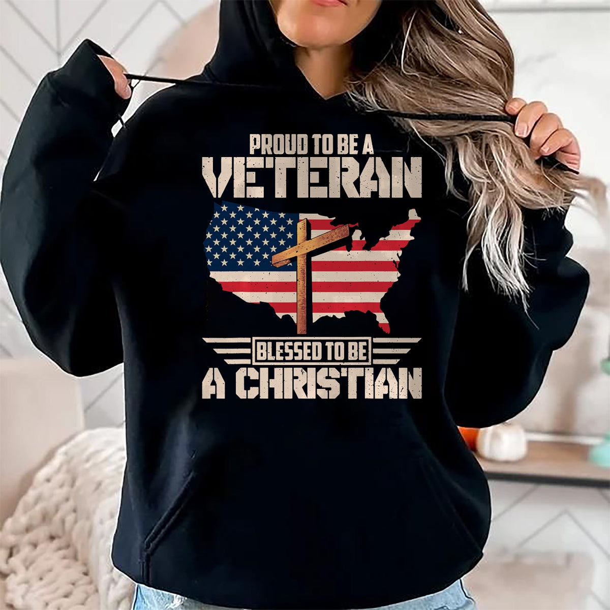 Proud Veteran Shirt, Funny Veteran UnisexT-Shirt/Hoodie/Sweatshirt HLT00 - Proud To Be A Veteran Blessed To Be A Christian T-Shirt