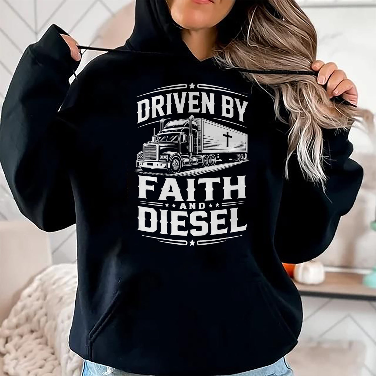 Best Truck Driver Life Shirt, Funny Trucker UnisexT-Shirt/Hoodie/Sweatshirt HLT00 - Driven Faith and Diesel Trucking Jesus Christian Trucker T-Shirt (2)