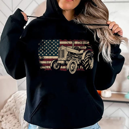 Best Farmer Life Shirt, Funny Farmer UnisexT-Shirt/Hoodie/Sweatshirt HLT00 - Farm Tractor Proud Farmer Patriotic American Flag Tractor T-Shirt
