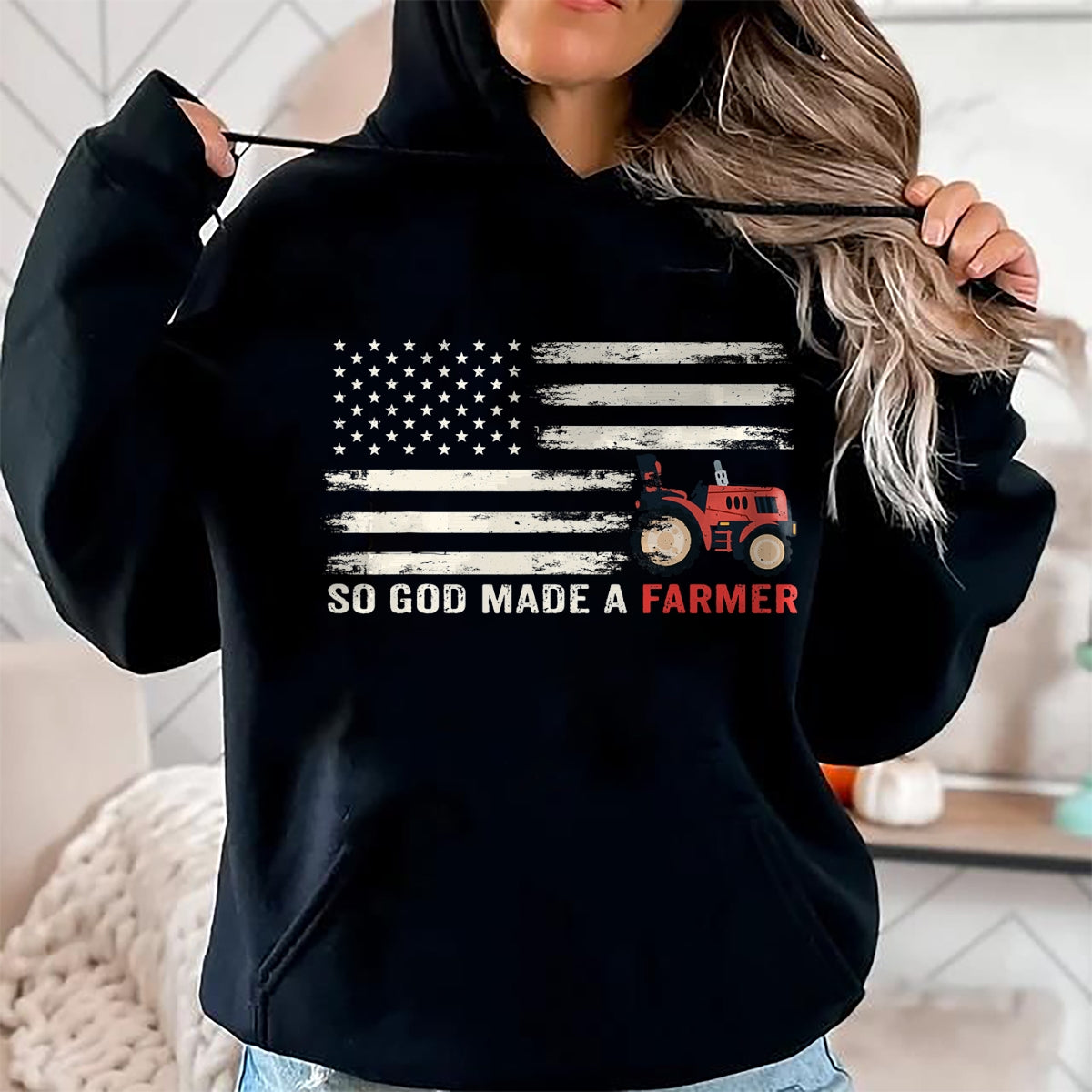 Best Farmer Life Shirt, Funny Farmer UnisexT-Shirt/Hoodie/Sweatshirt HLT00 - So God Made A Farmer, USA Flag of Farmer T-Shirt for Women Men