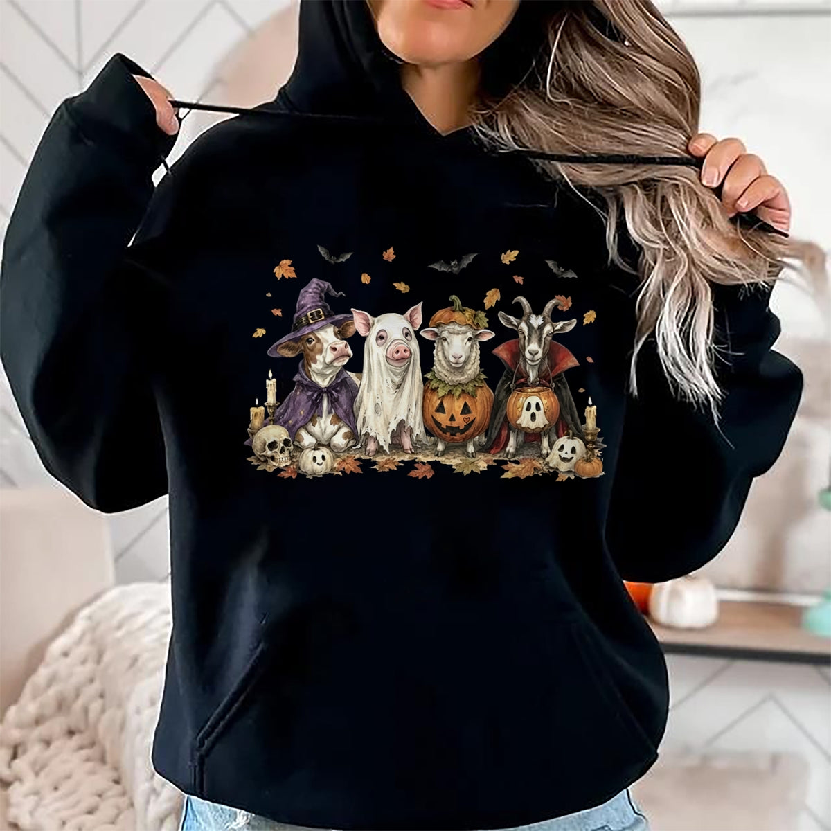 Best Farmer Life Shirt, Funny Farmer UnisexT-Shirt/Hoodie/Sweatshirt HLT00 - Halloween Farm Animals Cow Pig Sheep Goat Fall Farmer Spooky Long Sleeve T-Shirt