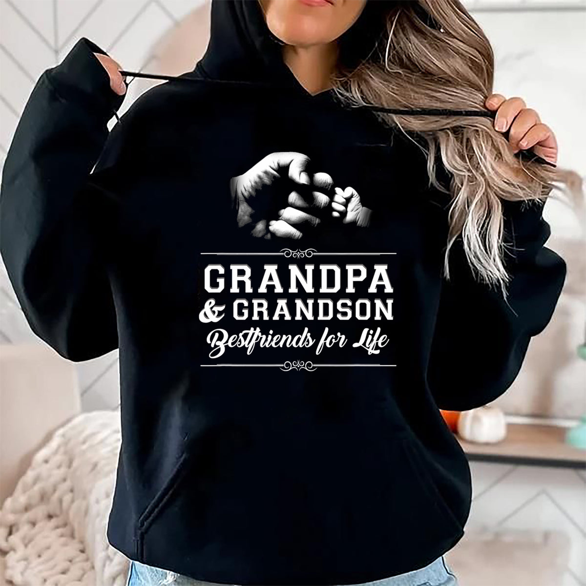 Best Grandpa Shirt, Proud Grandpa Unisex T-Shirt/Hoodie/Sweatshirt HLT00 - Grandfather Grandson Friends Fist Bump Shirt Grandpa Grandad T-Shirt