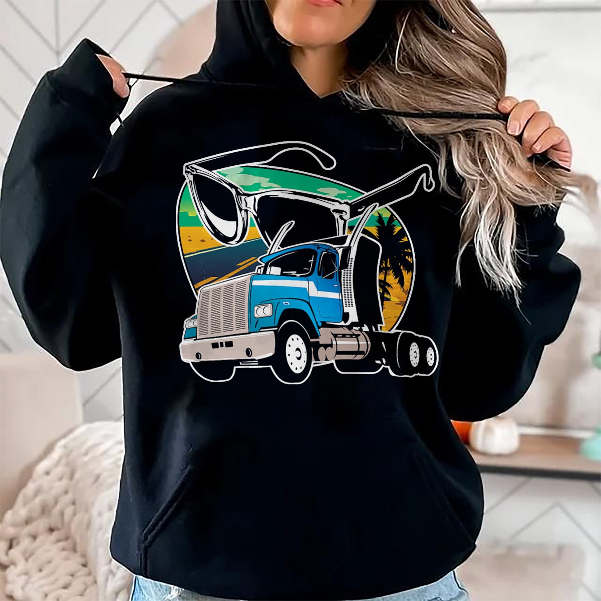 Best Truck Driver Life Shirt, Funny Trucker UnisexT-Shirt/Hoodie/Sweatshirt HLT00 - Truck Driver Peaceful Asphalt Road Trucker Glasses T-Shirt