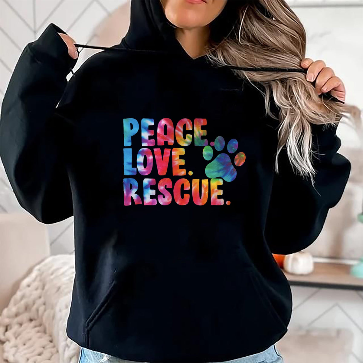 Dog Love Shirt, Dog Lover Gift T-Shirt/Hoodie/Sweatshirt HLT00 - Peace Love Rescue Dog Lover Parent Adopted Tie Dye T-Shirt