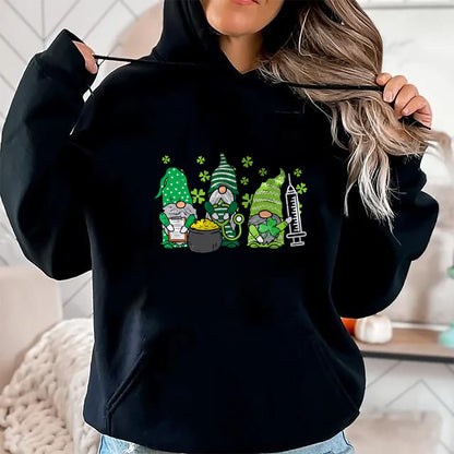 Funny Nurse Shirt, Nurse Unisex T-Shirt/Hoodie/Sweatshirt HLT00 - Gnome Nurses Saint Pattys Scrub Nurse St Patricks Day Women T-Shirt