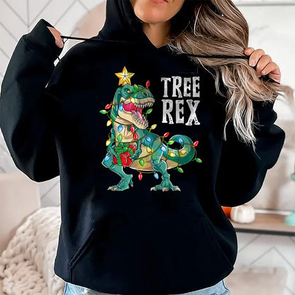 Best Dinosaur Lover Shirt, Funny Dinosaur UnisexT-Shirt/Hoodie/Sweatshirt HLT00 - Dinosaur Christmas Tree Rex Pajamas Men Boys Xmas Lights T-Shirt Small
