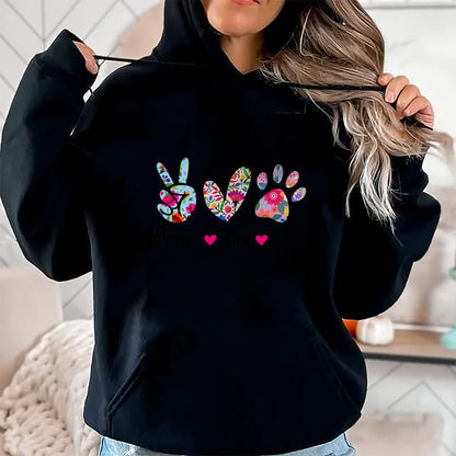 Dog Love Shirt, Dog Lover Gift T-Shirt/Hoodie/Sweatshirt HLT00 - Peace Love Dogs Floral Dog Paw Dog Mom Cute Mother_s Day T-Shirt
