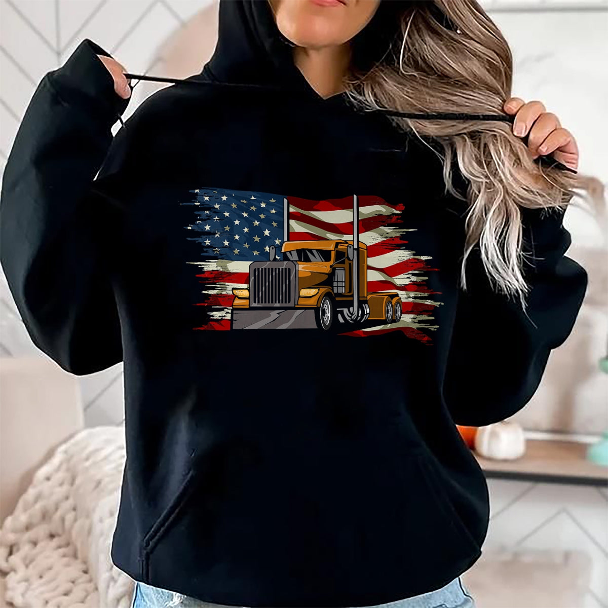 Best Truck Driver Life Shirt, Funny Trucker UnisexT-Shirt/Hoodie/Sweatshirt HLT00 - Semi-Trailer Truck Driver Big Rig Trucker American Flag T-Shirt