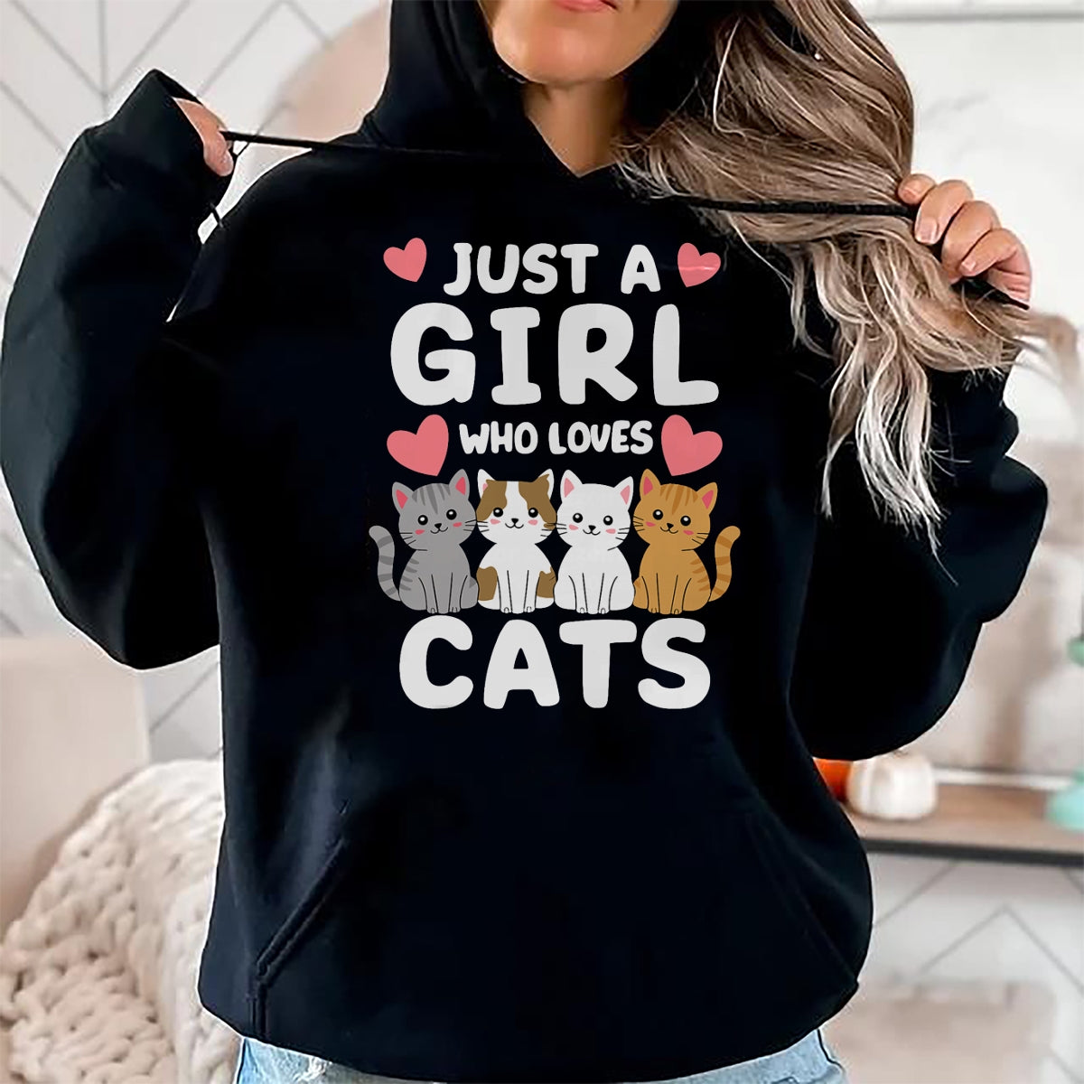Cat Love Shirt, Funny Cat Lover Gift UnisexT-Shirt/Hoodie/Sweatshirt HLT00 - Cat Just A Girl Who Loves Cats T-Shirt (2)