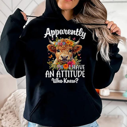 Best Farmer Life Shirt, Funny Farmer UnisexT-Shirt/Hoodie/Sweatshirt HLT00 - Apparently I Have an Attitude Who Knew Highland Cow Print T-Shirt