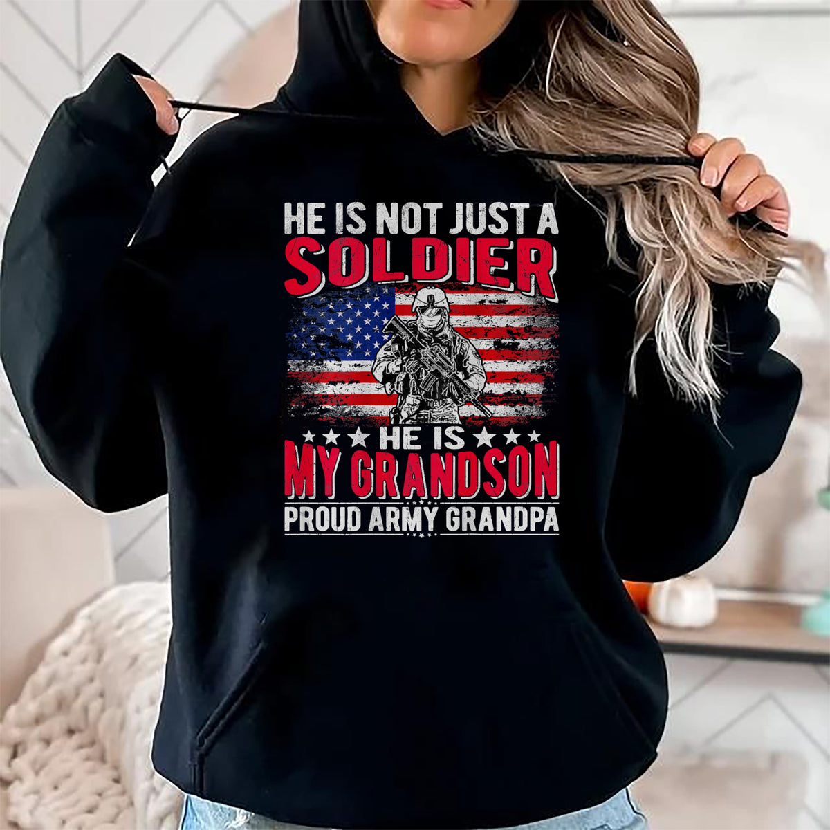 Best Grandpa Shirt, Proud Grandpa Unisex T-Shirt/Hoodie/Sweatshirt HLT00 - My Grandson Is A Soldier Hero Proud Army Grandpa Grandfather T-Shirt