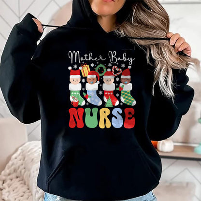 Funny Nurse Shirt, Nurse Unisex T-Shirt/Hoodie/Sweatshirt HLT00 - Mother Baby Nurse Christmas Professional Baby Wrapper T-Shirt