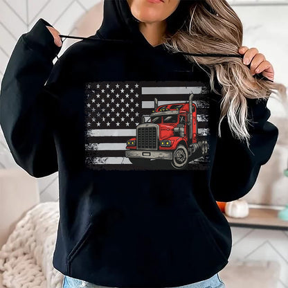 Best Truck Driver Life Shirt, Funny Trucker UnisexT-Shirt/Hoodie/Sweatshirt HLT00 - US American Flag Semi Truck Driver T-Shirt