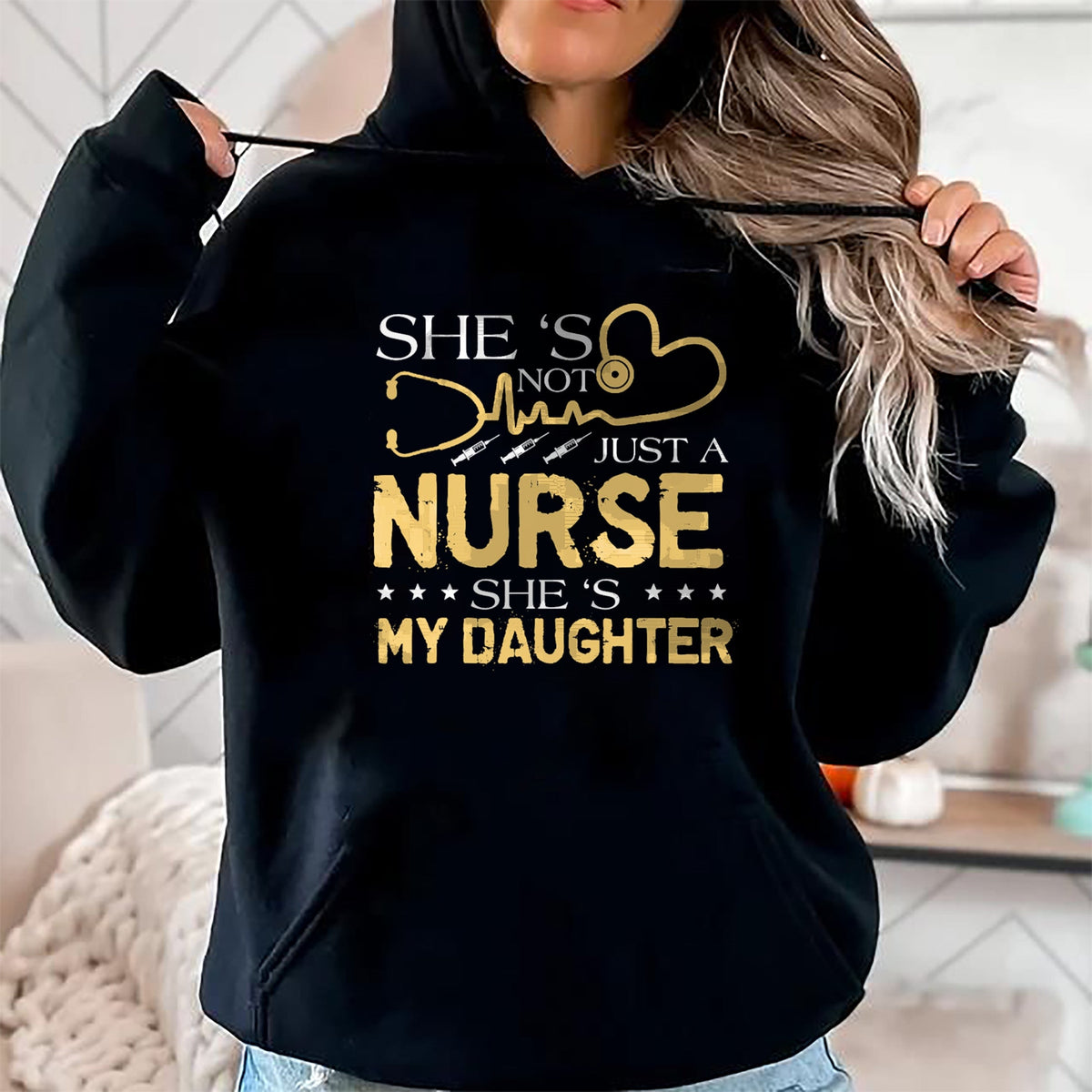 Funny Nurse Shirt, Nurse Unisex T-Shirt/Hoodie/Sweatshirt HLT00 - My Daughter Is A Nurse Proud Nurse's Mom Dad RN LPN Family T-Shirt