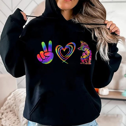 Cat Love Shirt, Funny Cat Lover Gift UnisexT-Shirt/Hoodie/Sweatshirt HLT00 - Peace Love Cats Funny Kitty Cat Lover T-Shirt
