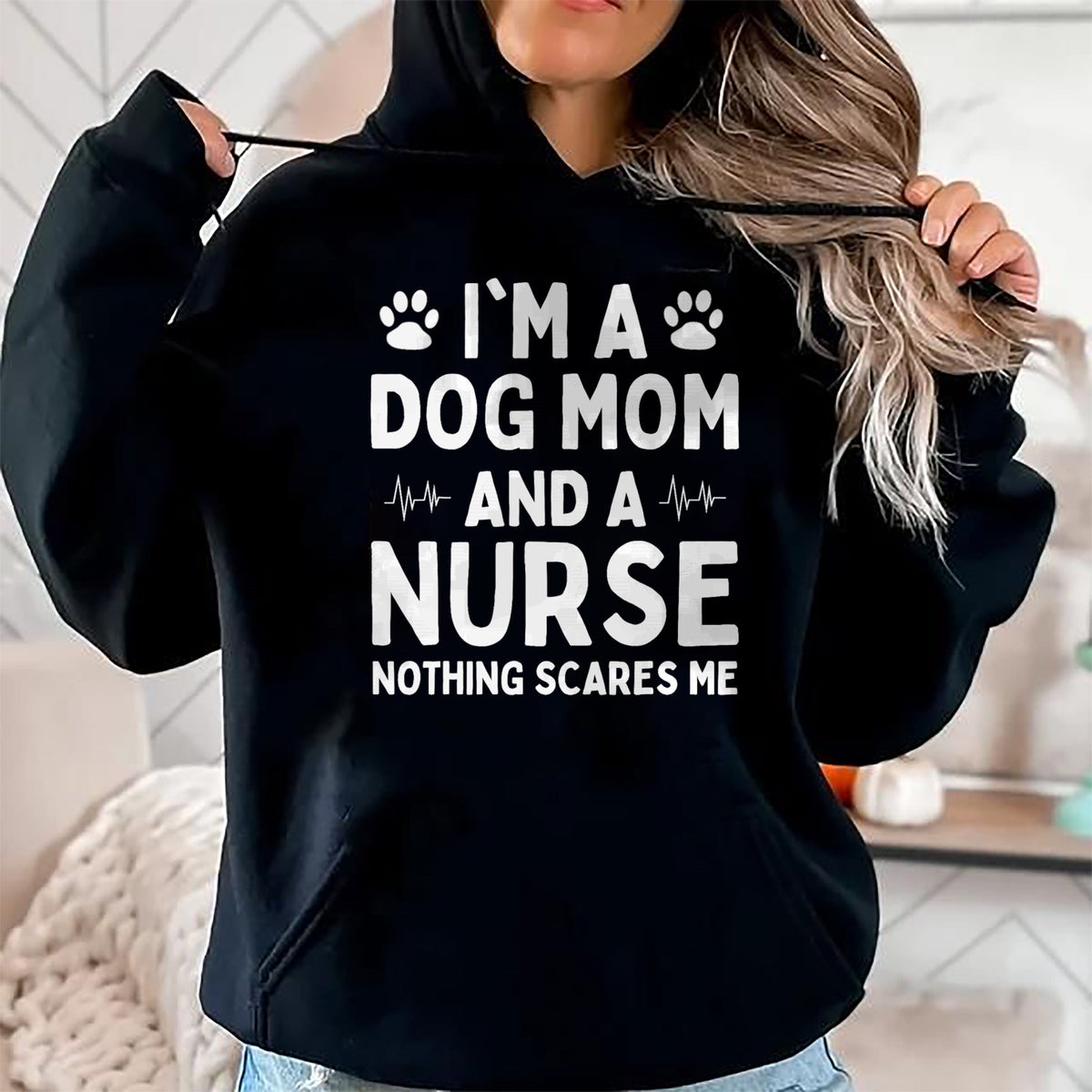 Funny Nurse Shirt, Nurse Unisex T-Shirt/Hoodie/Sweatshirt HLT00 - I'm a Dog Mom And a Nurse Nothing Scares Me T-Shirt
