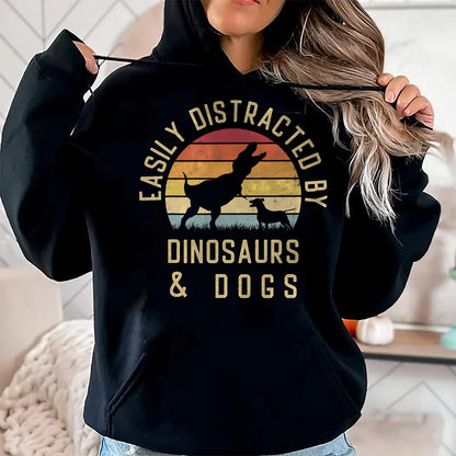 Best Dinosaur Lover Shirt, Funny Dinosaur UnisexT-Shirt/Hoodie/Sweatshirt HLT00 - Easily distracted by Dinosaurs and dogs I heart Dinosaur dog T-Shirt