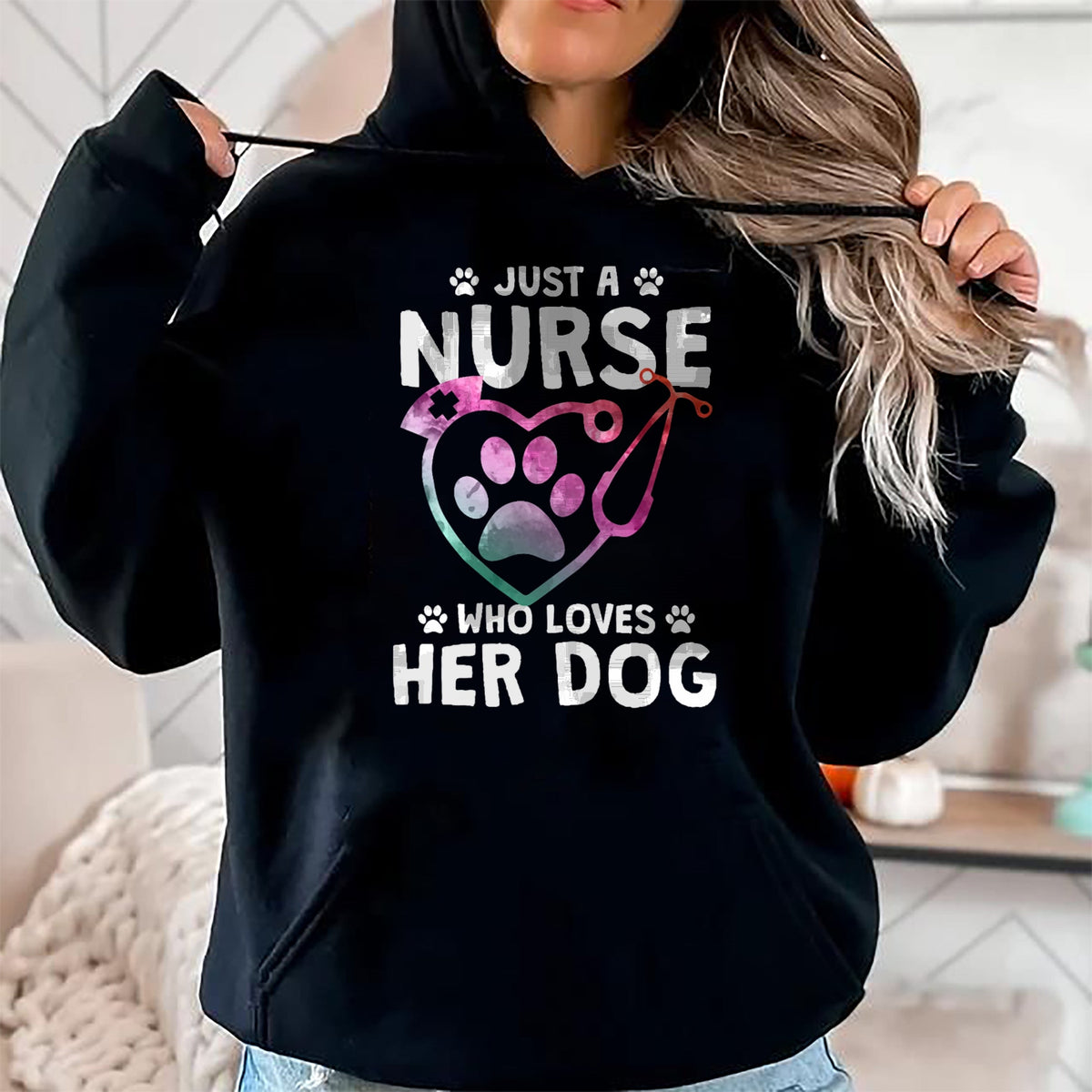 Funny Nurse Shirt, Nurse Unisex T-Shirt/Hoodie/Sweatshirt HLT00 - Just A Nurse Who Loves Her Dog - Nurse Dog Lover T-Shirt
