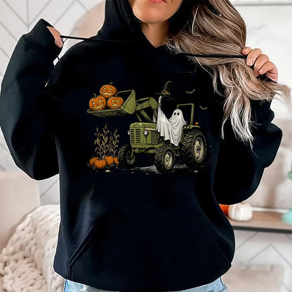 Best Farmer Life Shirt, Funny Farmer UnisexT-Shirt/Hoodie/Sweatshirt HLT00 - Ghost Tractor Pumpkin Halloween Costume Farmer Boys Kids T-Shirt