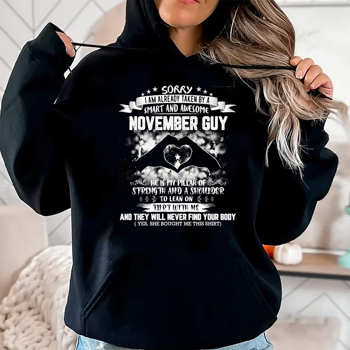 Best Wife Shirt, Wife and Husband Unisex T-Shirt/Hoodie/Sweatshirt HLT00 - Sorry I'm Already Taken By Smart And Awesome November Guy T-Shirt