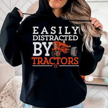 Best Farmer Life Shirt, Funny Farmer UnisexT-Shirt/Hoodie/Sweatshirt HLT00 - Easily Distracted by Tractors Farming Funny Vintage Tractor T-Shirt