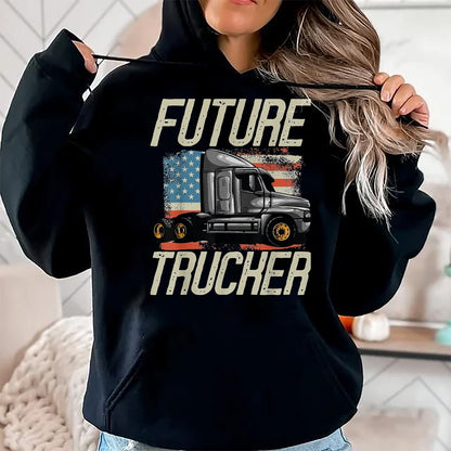 Best Truck Driver Life Shirt, Funny Trucker UnisexT-Shirt/Hoodie/Sweatshirt HLT00 - Future Trucker Truck Driver Semi Kids Son Daughter Clothing T-Shirt, Youth, Red, Small