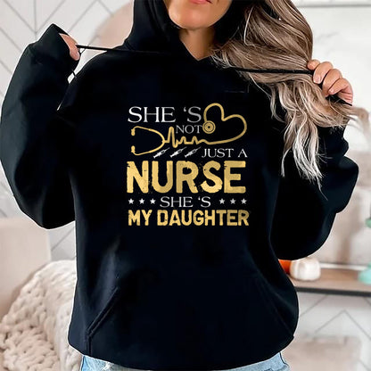 Funny Nurse Shirt, Nurse Unisex T-Shirt/Hoodie/Sweatshirt HLT00 - My Daughter Is A Nurse Proud Nurse's Mom Dad RN LPN Family T-Shirt (4)